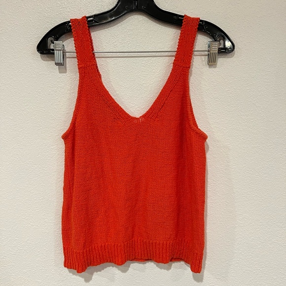 Madewell Crochet-Strap Sweater Tank Cafe Orange Women’s Size Medium - Picture 3 of 4